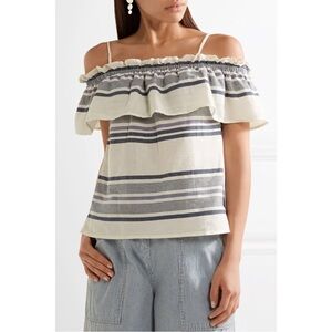 Splendid Striped Off-Shoulder Top with Adjustable Spaghetti Straps Size XL